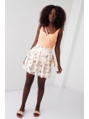 Short checkered skirt with ruffles, light beige 4006 - Online store - Boutique